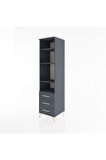 Hyperion Dolap 4 Raflı 3 Çekmeceli 44x44x182 Antrasit-Antrasit