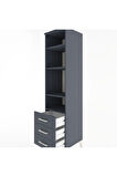 Hyperion Dolap 4 Raflı 3 Çekmeceli 44x44x182 Antrasit-Antrasit
