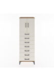 Hyperion Dolap Tek Raflı 7 Çekmeceli 2 Kapaklı 60x44x182 Çam-Aytaşı