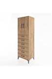 Hyperion Dolap Tek Raflı 6 Çekmeceli 2 Kapaklı 60x44x182 Çam-Çam
