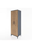 Hyperion Dolap 2 Raflı 2 Kapaklı Tek Askılı 60x44x182 Antrasit-Çam