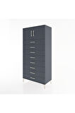 Hyperion Dolap Tek Raflı 8 Çekmeceli 2 Kapaklı 88x44x182 Antrasit-Antrasit