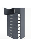 Hyperion Dolap Tek Raflı 8 Çekmeceli 2 Kapaklı 88x44x182 Antrasit-Antrasit