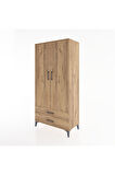Hyperion Dolap 4 Raflı 2 Çekmeceli 2 Kapaklı 88x44x182 Çam-Çam
