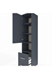 Hyperion Dolap 4 Raflı 2 Çekmeceli Tek Kapaklı 44x44x195 Antrasit-Antrasit