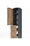 Hyperion Dolap 3 Raflı 3 Çekmeceli 44x44x195 Antrasit-Çam