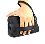 Erkek Siyah El Çantası Bileklik Kemerli Portföy Çanta El Çantası