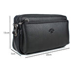 Erkek Siyah El Çantası Bileklik Kemerli Portföy Çanta El Çantası