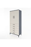 Hyperion Dolap 3 Raflı 5 Çekmeceli 2 Kapaklı 88x44x195 Antrasit-Aytaşı
