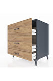 Kronos Şifonyer 3 Çekmeceli 88x59x96 Antrasit-Çam
