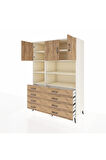 Kronos Dolap 8 Raflı 8 Çekmeceli 3 Kapaklı 132x59x195 Aytaşı-Çam/Çam