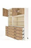 Kronos Dolap 8 Raflı 8 Çekmeceli 3 Kapaklı 132x59x195 Aytaşı-Çam/Çam