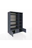 Kronos Dolap 10 Raflı 3 Kapaklı 132x59x195 Antrasit-Antrasit/Antrasit