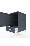 Kronos Komodin 2 Raflı Tek Çekmeceli Tek Kapaklı 44x59x80 Antrasit-Antrasit