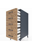 Kronos Komodin 5 Çekmeceli 44x59x96 Antrasit-Çam