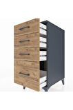 Kronos Komodin 4 Çekmeceli 44x59x96 Antrasit-Çam
