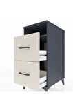 Kronos Komodin Tek Raflı 2 Çekmeceli 44x59x96 Antrasit-Aytaşı