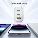 Woyax Samsung Galaxy S26 Ultra Uyumlu Hızlı Şarj Aleti 65W Type C Beyaz