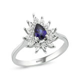 0.08 Karat Safir Taşlı Pırlanta Fantezi Yüzük