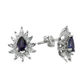 0.14 Karat Safir Taşlı Pırlanta Fantezi Küpe