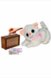Sevimli Miyavlayan Sesli Kedi 28 Cm Peluş Ve Ahşap 10.000 Hedefli Kumbara Para Biriktirme Kutusu