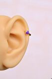 Mor Kalpli Halka Tragus Piercing Helix Kıkırdak Küpesi Gold Renkli