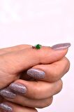 Yeşil Kalpli Halka Tragus Piercing Helix Kıkırdak Küpesi Gümüş Renkli