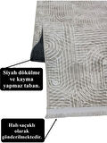 Kaymaz Taban Saçaklı Smart Diamond Krem Kabartmalı Yıkanabilir Kesme Yolluk Halı