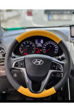 DİKİŞLİ DİREKSİYON KILIFI SARI/SİYAH DERİ SARI DİKİŞLİ HYUNDAİ İÇİN
