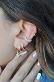 İncili Taç Model Sıkıştırma Kıkırdak Küpe Earcuff