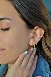 İncili Taç Model Sıkıştırma Kıkırdak Küpe Earcuff