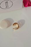 Zirkon Taşlı İncili Sıkıştırmalı Earcuff Kıkırdak Küpesi