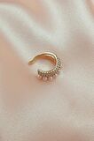 Earcuff Zirkon Taşlı İncili Sıkıştırmalı Kıkırdak Küpe