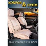 Dacia Dokker 2+1 Parçalı Lüx Deri Oto Koltuk Kılıfı Ön Arka Takım Safir BEJ