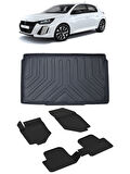 Sahler Peugeot 208 2022 ve Sonrası 4.5 D Paspas 3D Rizline 3D Bagaj Havuzu Set