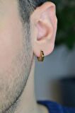 Erkek Gold Renk Beşgen Çelik Halka Küpe Tekli