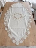 Salon Takımı Çeyizlik Krem Runner Set 5 Parça Keten Masa Örtüsü Runneri Flowers