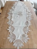 Salon Takımı Çeyizlik Krem Runner Set 5 Parça Keten Ranır Masa Konsol Sehpa Örtüsü Lady
