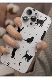 Samsung Galaxy A04 Uyumlu Kedi ve Yıldızlar Tasarımlı Şeffaf Telefon Kılıfı Kapak Case