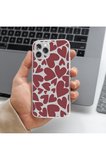 Samsung Galaxy A34 Uyumlu Kırmızı Kalp Tasarımlı Premium Şeffaf Telefon Kılıfı