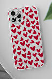 Samsung Galaxy A72 Uyumlu Kırmızı Kalp Tasarımlı Şeffaf Telefon Kılıfı