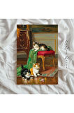 Çerçeveli Vintage Tablo, Yağlı Boya Tablosu, Çerçeveli Tablo, Sanatsal Dekor, Kedi Tablosu