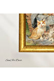 Çerçeveli Vintage Tablo, Kedi Tablosu, Yağlı Boya Tablosu, Çerçeveli Tablo, Sanatsal Dekor,