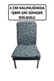 Sandalye Minderi Büyük Arkalıklı Yıkanabilir Fermuarlı  lastikli 6'lı GRİ siyah çizgili 4 Cm Sünger