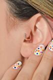 Halka Tragus Piercing Helix Kıkırdak Zirkon Gold