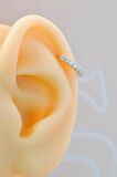 Gümüş Renk Zirkon Taşlı Halka Tragus Helix Kıkırdak Piercing