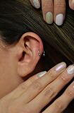 8mm Gümüş Renk Çelik Top Uçlu Piercing Tragus Helix Kıkırdak