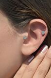 Zirkon Taşlı Gümüş Renkli Kalpli Helix Kıkırdak Tragus Piercing