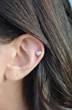 Zirkon Taşlı Gümüş Renkli Kalpli Helix Kıkırdak Tragus Piercing