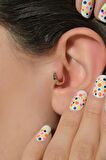 Çok Renkli Halka Tragus Piercing Helix Kıkırdak Küpesi